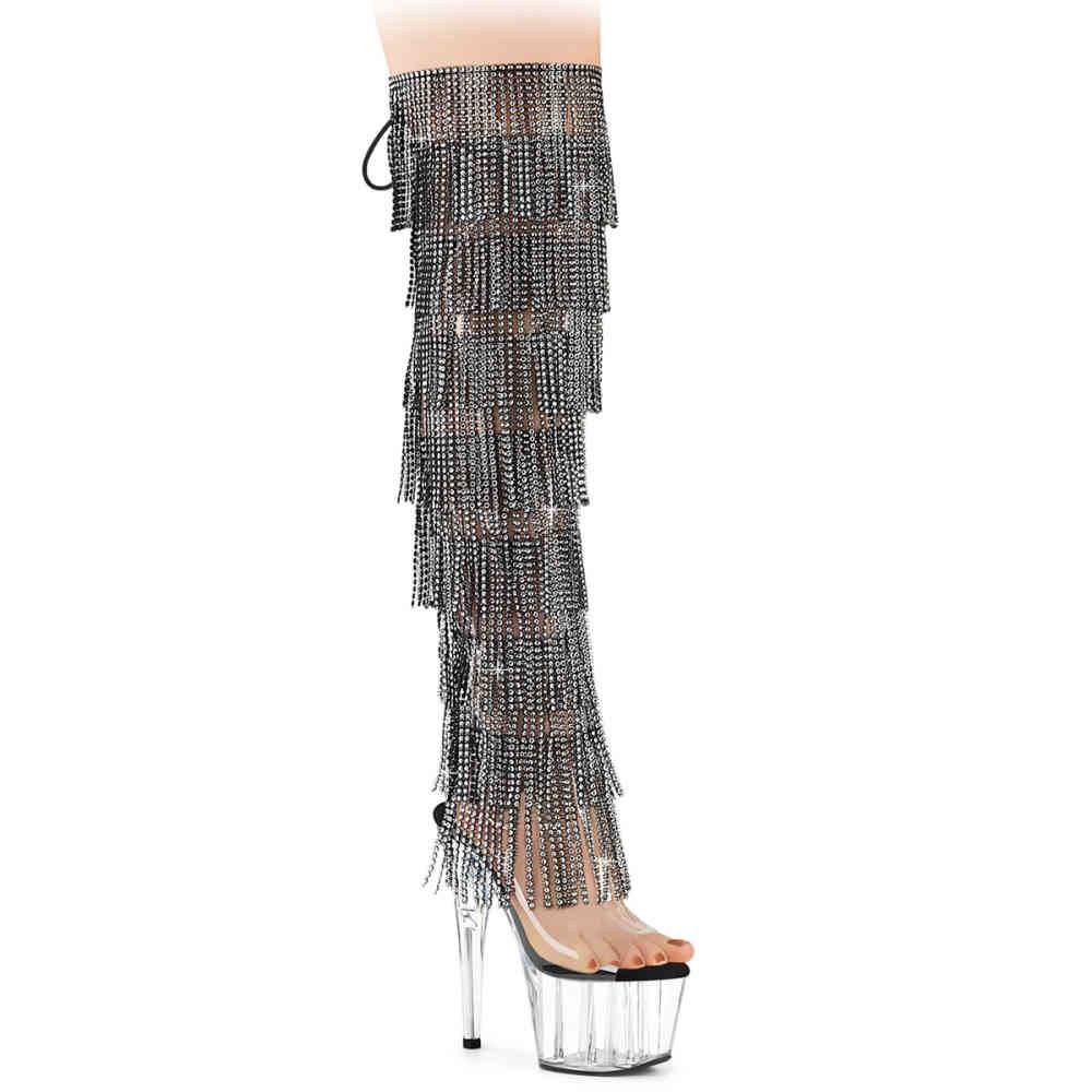 Pleaser - ADORE3019CRSF Bottes cuissardes à plateforme - Transparent/Noir Product image